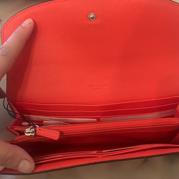 Coach Wallet signature canvas pop slim Envelope wallet khaki and orange - Picture 2 of 5